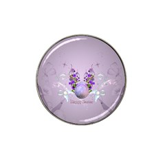 Happy Easter, Easter Egg With Flowers In Soft Violet Colors Hat Clip Ball Marker (4 Pack) by FantasyWorld7