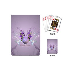 Happy Easter, Easter Egg With Flowers In Soft Violet Colors Playing Cards (mini)