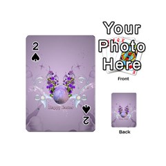 Happy Easter, Easter Egg With Flowers In Soft Violet Colors Playing Cards 54 (mini) by FantasyWorld7