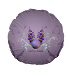 Happy Easter, Easter Egg With Flowers In Soft Violet Colors Standard 15  Premium Flano Round Cushions
