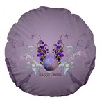 Happy Easter, Easter Egg With Flowers In Soft Violet Colors Large 18  Premium Flano Round Cushions