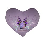 Happy Easter, Easter Egg With Flowers In Soft Violet Colors Standard 16  Premium Flano Heart Shape Cushions