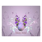 Happy Easter, Easter Egg With Flowers In Soft Violet Colors Double Sided Flano Blanket (Large) 
