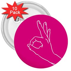 A-ok Perfect Handsign Maga Pro-trump Patriot On Pink Background 3  Buttons (10 Pack)  by snek