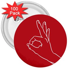 A-ok Perfect Handsign Maga Pro-trump Patriot On Maga Red Background 3  Buttons (100 Pack)  by snek