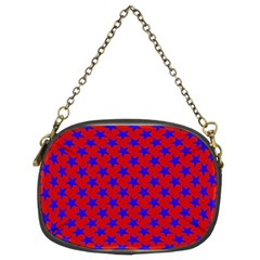 Blue Stars Pattern On Red Chain Purse (two Sides)