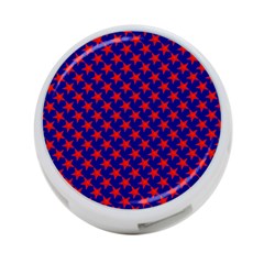 Red Stars Pattern On Blue 4-port Usb Hub (two Sides) by BrightVibesDesign