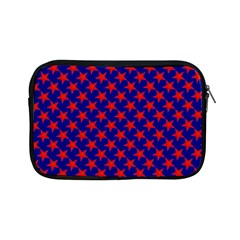 Red Stars Pattern On Blue Apple Ipad Mini Zipper Cases by BrightVibesDesign