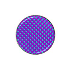 Turquoise Stars Pattern On Purple Hat Clip Ball Marker