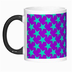 Turquoise Stars Pattern On Purple Morph Mugs by BrightVibesDesign