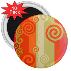 Ring Kringel Background Abstract Red 3  Magnets (10 Pack) 