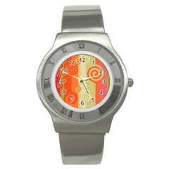 Ring Kringel Background Abstract Red Stainless Steel Watch by Mariart