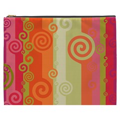 Ring Kringel Background Abstract Red Cosmetic Bag (xxxl)