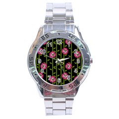 Abstract Rose Garden Stainless Steel Analogue Watch