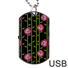 Abstract Rose Garden Dog Tag Usb Flash (one Side)