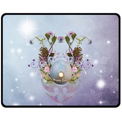 Easter Egg With Flowers Fleece Blanket (medium) 