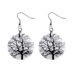 Tree Silhouette Winter Plant Mini Button Earrings