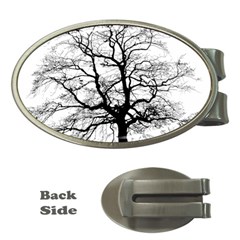 Tree Silhouette Winter Plant Money Clips (Oval) 