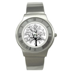 Tree Silhouette Winter Plant Stainless Steel Watch