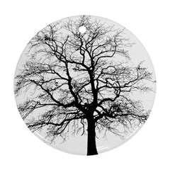 Tree Silhouette Winter Plant Round Ornament (Two Sides)