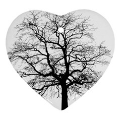 Tree Silhouette Winter Plant Heart Ornament (Two Sides)