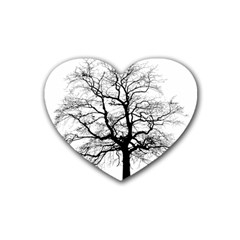 Tree Silhouette Winter Plant Heart Coaster (4 pack) 