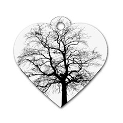 Tree Silhouette Winter Plant Dog Tag Heart (Two Sides)