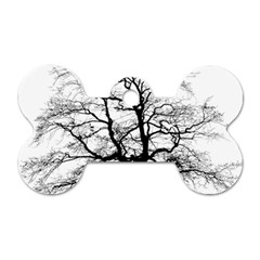 Tree Silhouette Winter Plant Dog Tag Bone (Two Sides)