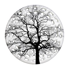 Tree Silhouette Winter Plant Round Filigree Ornament (Two Sides)