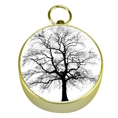 Tree Silhouette Winter Plant Gold Compasses