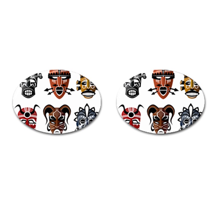 Tribal Masks African Culture Set Cufflinks (Oval)