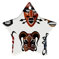 Tribal Masks African Culture Set Star Ornament (two Sides) by Pakrebo