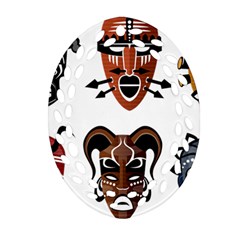 Tribal Masks African Culture Set Oval Filigree Ornament (two Sides) by Pakrebo