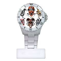 Tribal Masks African Culture Set Plastic Nurses Watch by Pakrebo