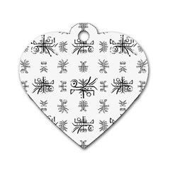 Black And White Ethnic Design Print Dog Tag Heart (two Sides)