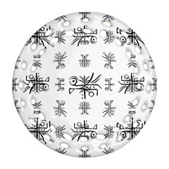 Black And White Ethnic Design Print Ornament (round Filigree) by dflcprintsclothing