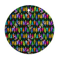 Pattern Back To School Schultuete Round Ornament (two Sides)