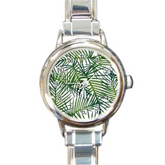 Fancy Tropical Pattern Round Italian Charm Watch