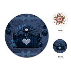Elegant Heart With Steampunk Elements Playing Cards (round) by FantasyWorld7