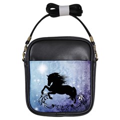 Wonderful Black Horse Silhouette On Vintage Background Girls Sling Bag by FantasyWorld7