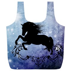 Wonderful Black Horse Silhouette On Vintage Background Full Print Recycle Bag (xl)