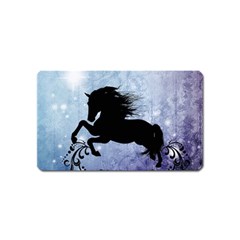 Wonderful Black Horse Silhouette On Vintage Background Magnet (name Card) by FantasyWorld7