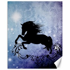 Wonderful Black Horse Silhouette On Vintage Background Canvas 11  X 14  by FantasyWorld7