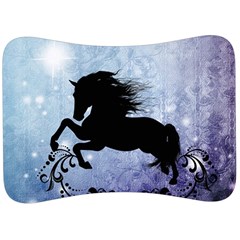 Wonderful Black Horse Silhouette On Vintage Background Velour Seat Head Rest Cushion by FantasyWorld7