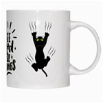 cat grabing White Coffee Mug Right