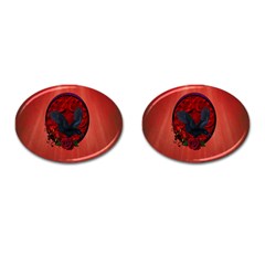 The Crow With Roses Cufflinks (oval) by FantasyWorld7