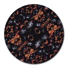 Fractal Vintage Grunge Print Design Round Mousepads by dflcprintsclothing