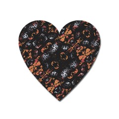 Fractal Vintage Grunge Print Design Heart Magnet by dflcprintsclothing