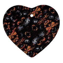 Fractal Vintage Grunge Print Design Heart Ornament (two Sides) by dflcprintsclothing