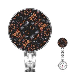 Fractal Vintage Grunge Print Design Stainless Steel Nurses Watch by dflcprintsclothing